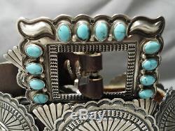 Highly Rare Vintage Navajo Gary Reeves Turquoise Sterling Silver Concho Belt Old