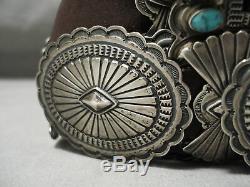 Highly Rare Vintage Navajo Gary Reeves Turquoise Sterling Silver Concho Belt Old