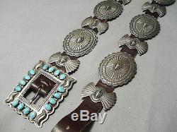 Highly Rare Vintage Navajo Gary Reeves Turquoise Sterling Silver Concho Belt Old