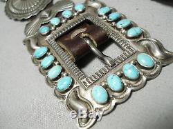 Highly Rare Vintage Navajo Gary Reeves Turquoise Sterling Silver Concho Belt Old