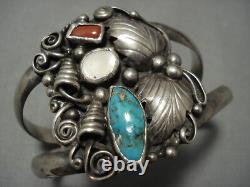 Honeycombs Of Silver Vintage Navajo Turquoise Sterling Bracelet Cuff Old