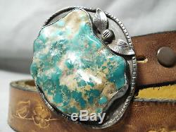 Huge Chunky Royston Turquoise Vintage Navajo Sterling Silver Concho Belt