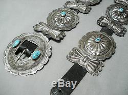 Huge Heavy Old Vintage Navajo Turquoise Sterling Silver Concho Belt