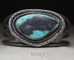 Huge Heavy Vintage Native American Navajo Sterling Silver Turquoise Bracelet