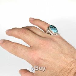 Huge Turquoise Mens Ring Vintage Style Silver Native American Navajo Large