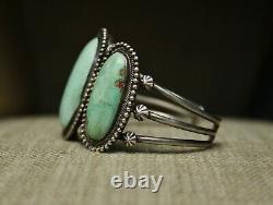 Huge Vintage Native American Navajo Turquoise Sterling Silver Cuff Bracelet