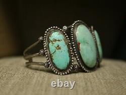 Huge Vintage Native American Navajo Turquoise Sterling Silver Cuff Bracelet