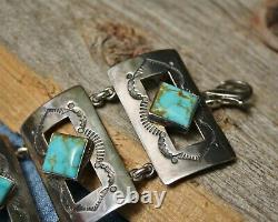 Huge Vintage Native American Navajo Turquoise Sterling Silver Link Bracelet