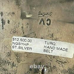 Huge Vintage Navajo Concho Belt Sterling Silver & turquoise 4x3 Conchos