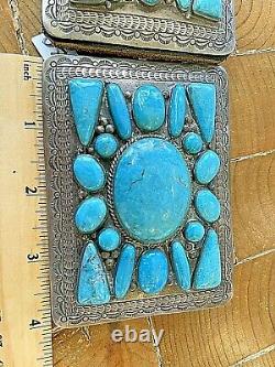 Huge Vintage Navajo Concho Belt Sterling Silver & turquoise 4x3 Conchos