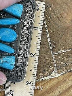 Huge Vintage Navajo Concho Belt Sterling Silver & turquoise 4x3 Conchos