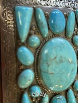 Huge Vintage Navajo Concho Belt Sterling Silver & turquoise 4x3 Conchos