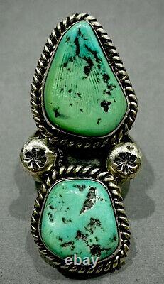 Huge Vintage Navajo Sterling Silver Green Turquoise Ring 14 Grams