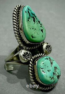 Huge Vintage Navajo Sterling Silver Green Turquoise Ring 14 Grams