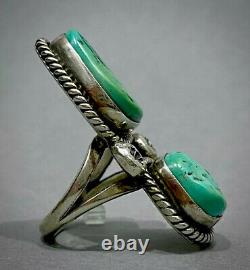 Huge Vintage Navajo Sterling Silver Green Turquoise Ring 14 Grams