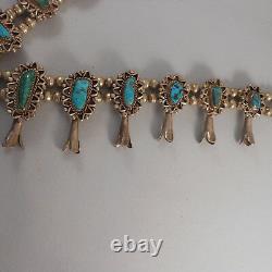 Huge Vintage Sterling Silver & Turquoise Squash Blossom 1957 Or Older