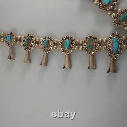 Huge Vintage Sterling Silver & Turquoise Squash Blossom 1957 Or Older