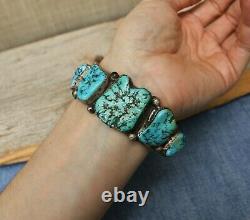 Huge vintage Native American Turquoise Sterling Silver Cuff Bracelet