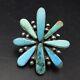 IMPRESSIVE Vintage NAVAJO Sterling Silver FLUSH INLAY TURQUOISE RING size 7.75