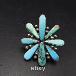 IMPRESSIVE Vintage NAVAJO Sterling Silver FLUSH INLAY TURQUOISE RING size 7.75