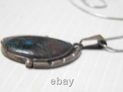 INCREDIBLE STONE VINTAGE NAVAJO STERLING SILVER TURQUOISE NECKLACE free chain