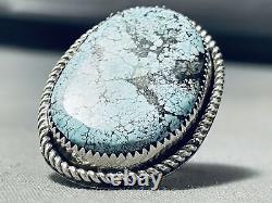 Ice Blue Spiderweb Turquoise Vintage Navajo Sterling Silver Ring