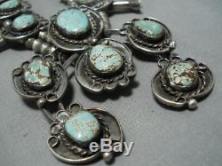 Important #8 Turquoise Vintage Navajo Sterling Silver Squash Blossom Necklace