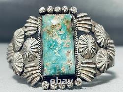 Important Contributing Artist Vintage Navajo Turquoise Sterling Silver Bracelet