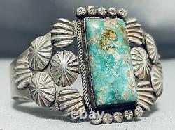 Important Contributing Artist Vintage Navajo Turquoise Sterling Silver Bracelet