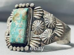 Important Contributing Artist Vintage Navajo Turquoise Sterling Silver Bracelet