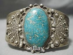 Important Early Vintage Navajo Lone Mountain Turquoise Sterling Silver Bracelet