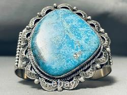 Important Gilbert Turquoise Vintage Navajo Sterling Silver Bracelet