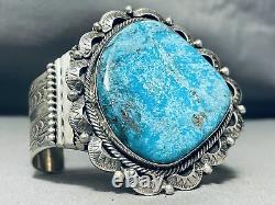 Important Gilbert Turquoise Vintage Navajo Sterling Silver Bracelet