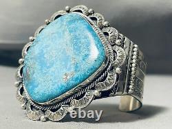 Important Gilbert Turquoise Vintage Navajo Sterling Silver Bracelet