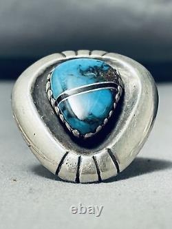 Important Julian Lovato Vintage Santo Domingo Turquoise Sterling Silver Ring