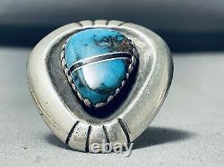Important Julian Lovato Vintage Santo Domingo Turquoise Sterling Silver Ring