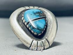 Important Julian Lovato Vintage Santo Domingo Turquoise Sterling Silver Ring