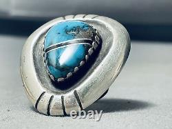 Important Julian Lovato Vintage Santo Domingo Turquoise Sterling Silver Ring