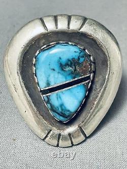 Important Julian Lovato Vintage Santo Domingo Turquoise Sterling Silver Ring