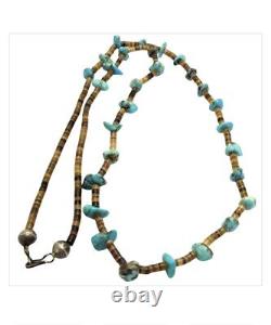 Important Rare Deposit Morenci Turquoise Vintage Navajo Heishi Necklace