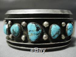 Important Vintage Navajo Blue Jay Turquoise Sterling Silver Bracelet Old