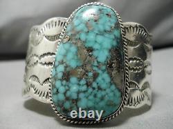 Important Vintage Navajo Blue Thunder Turquoise Sterling Silver Bracelet