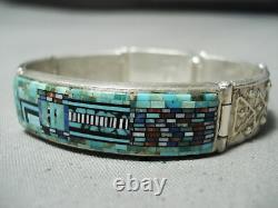 Important Vintage Navajo Carl Irene Clarke Turquoise Sterling Silver Bracelet