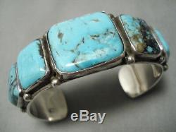 Important Vintage Navajo Fiero Turquoise Sterling Silver Bracelet