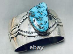 Important Vintage Navajo Turquoise Sterling Silver Bracelet