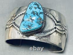 Important Vintage Navajo Turquoise Sterling Silver Bracelet