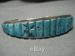 Incredible Vintage Navajo Turquoise Leeanne Lee Sterling Silver Bracelet Old