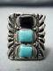Interesting Vintage Navajo Turquoise Sterling Silver Ring Native American Old
