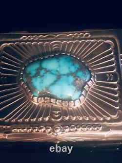J. Nelson Navajo Vintage Sterling Silver&Bisbee Turquoise box, NAtive American Art
