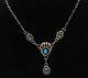 KATHLEEN CHAVEZ NAVAJO 925 Silver Vintage Turquoise Chain Necklace NE1904